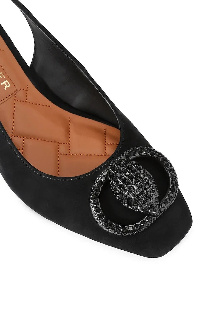 Kurt Geiger London açık topuklu kalın topuklu süet ayakkabılar Chelsea Block Sling Dr Black