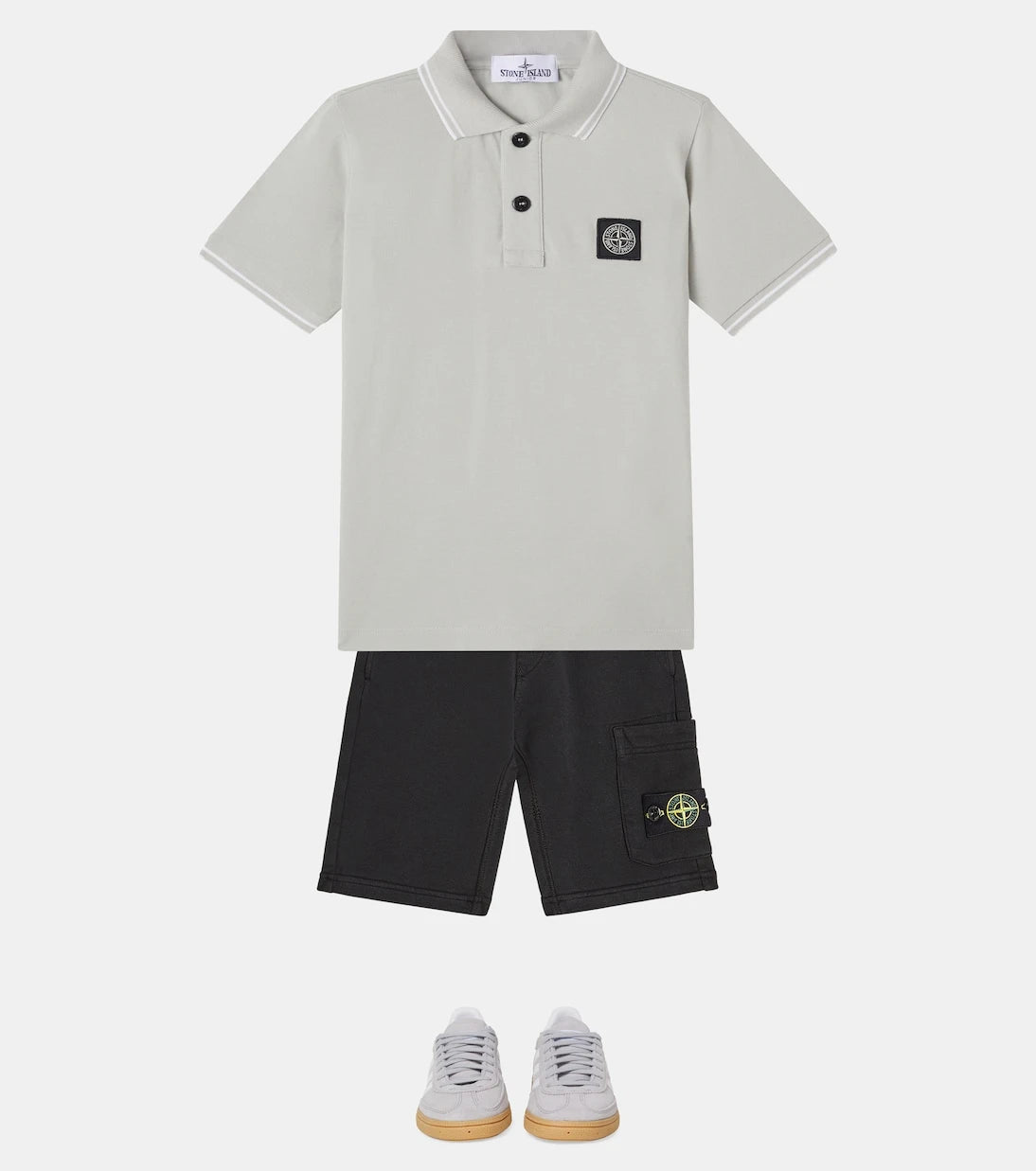 Stone Island Junior - قميص بولو من مزيج القطن بشعار بوصلة