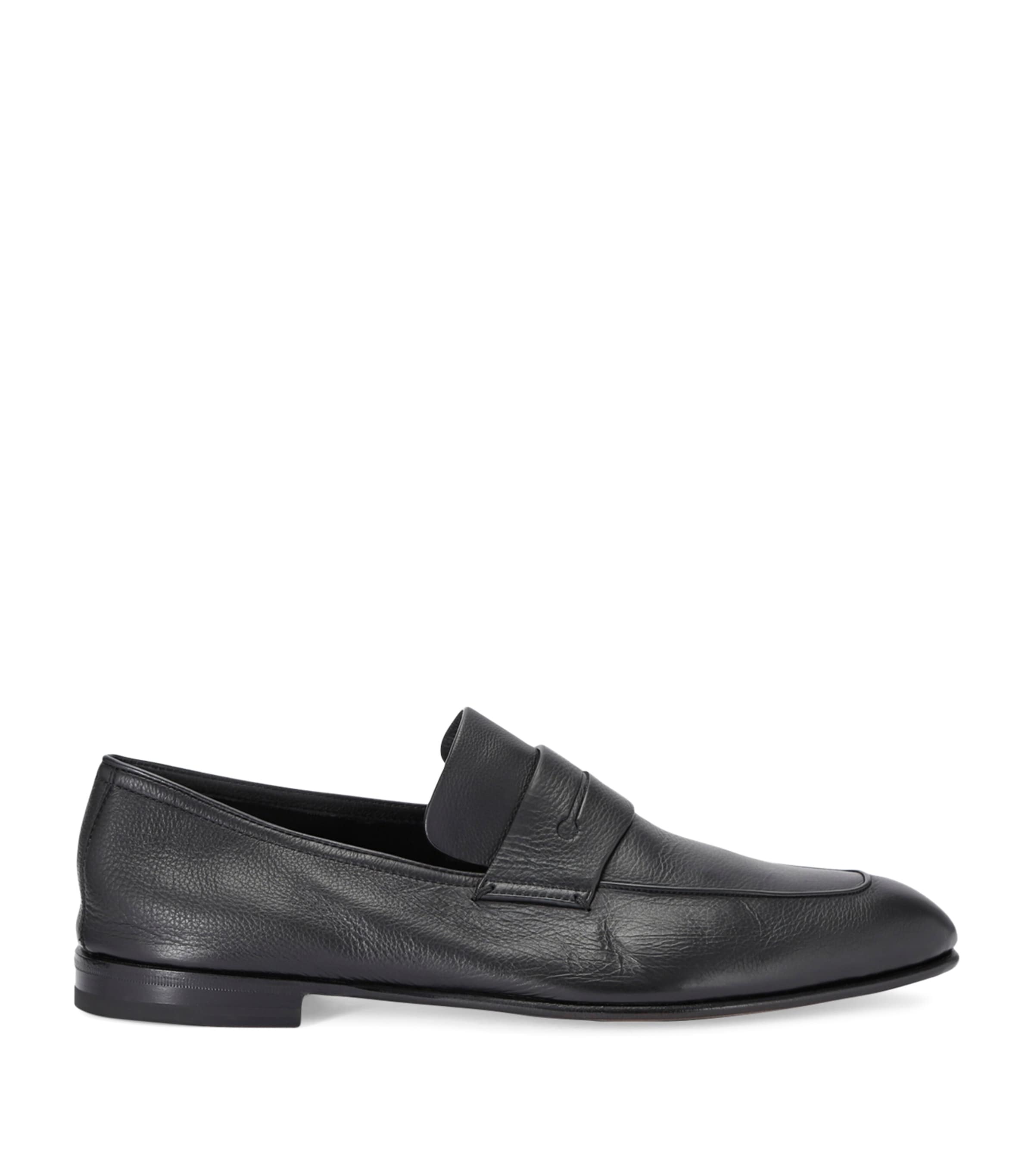 Zegna Leather-Cashmere L'Asola SECONDSKIN Loafers