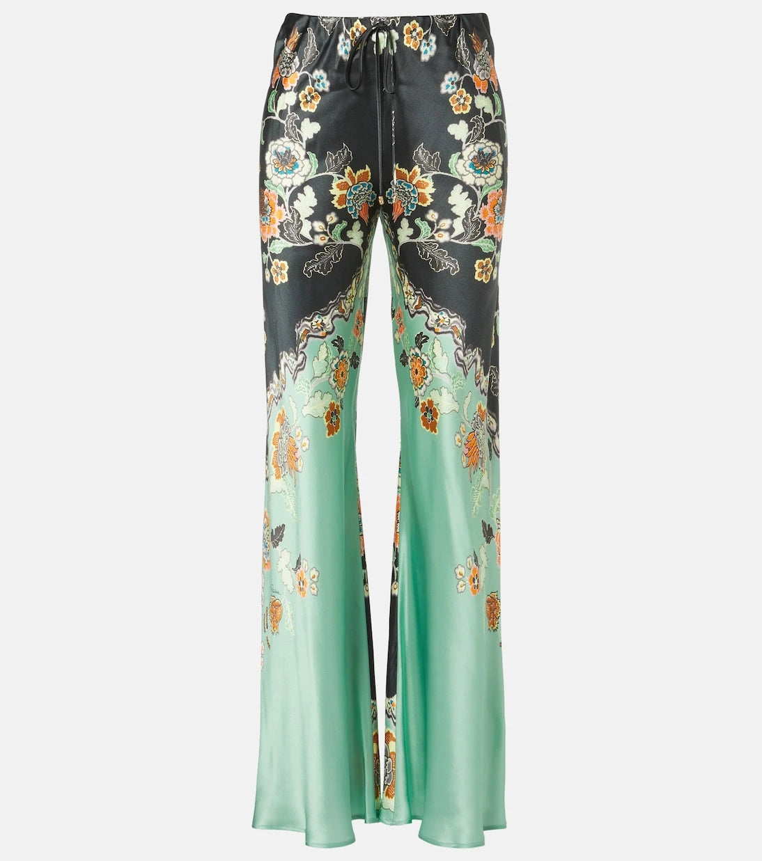 Roberto Cavalli - Floral silk satin flared pants