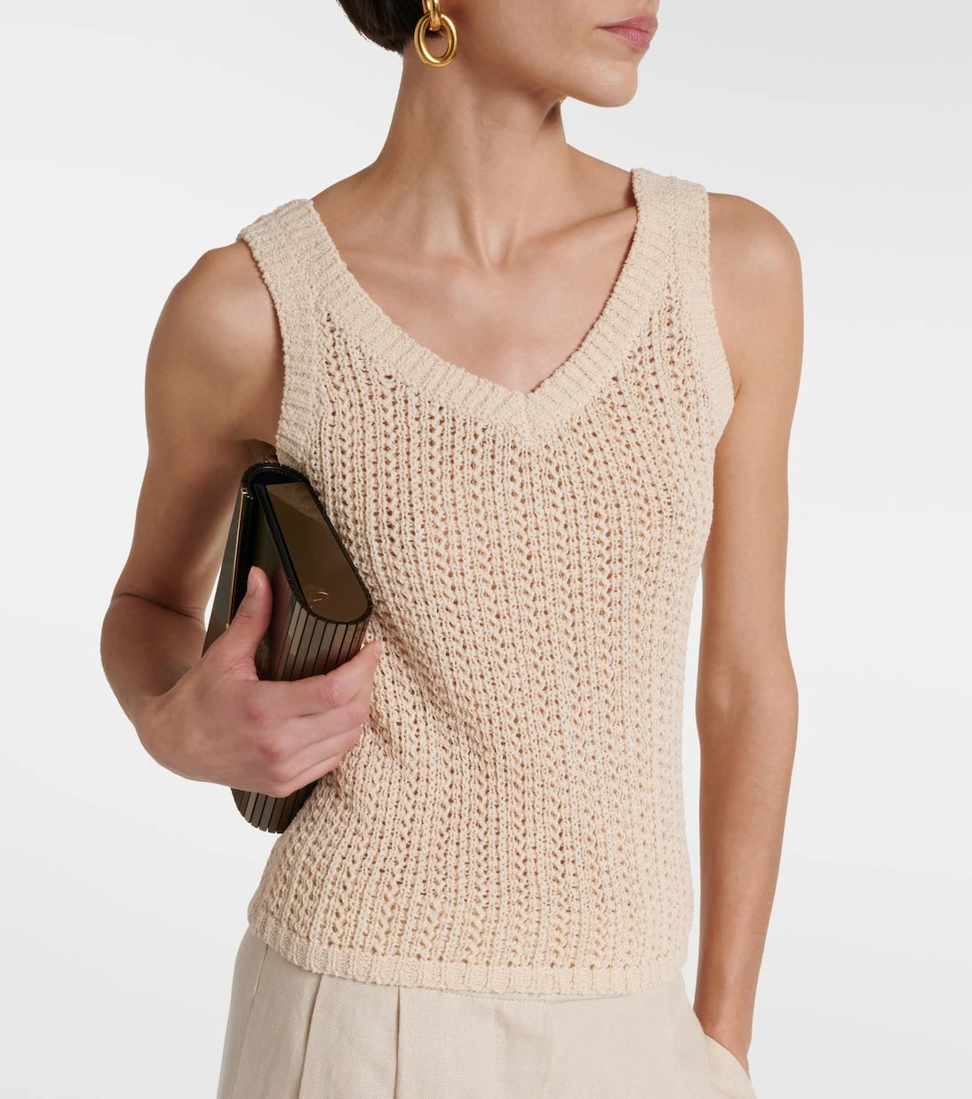 Max Mara - توب أريغو بدون أكمام من نسيج قطني مخلوط