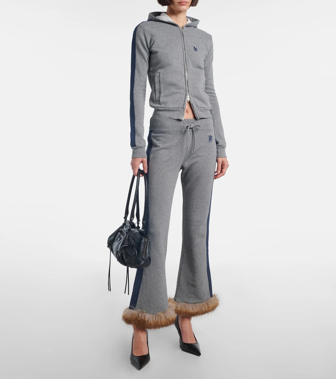Balenciaga - سويت شيرت بغطاء رأس قطني مطرّز بسحاب