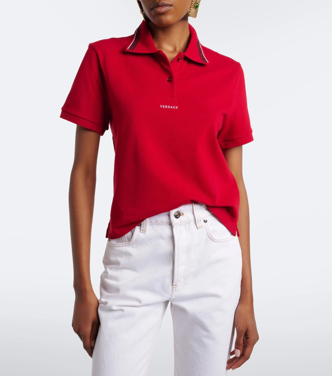 Versace - Greca cotton piqué polo shirt