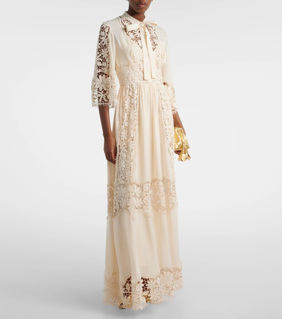 Elie Saab - Georgette and macramé gown