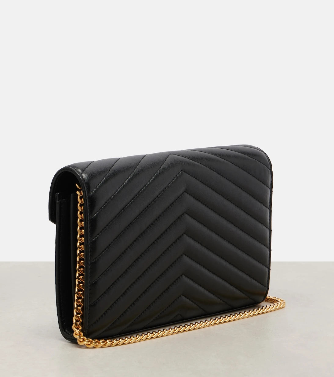 Saint Laurent - Cassandre matelassé leather wallet on chain