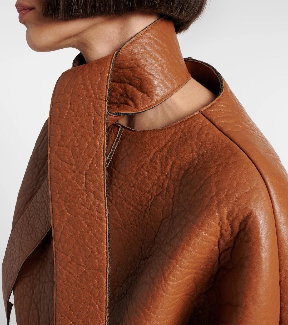 Prada - Scarf-detail leather jacket