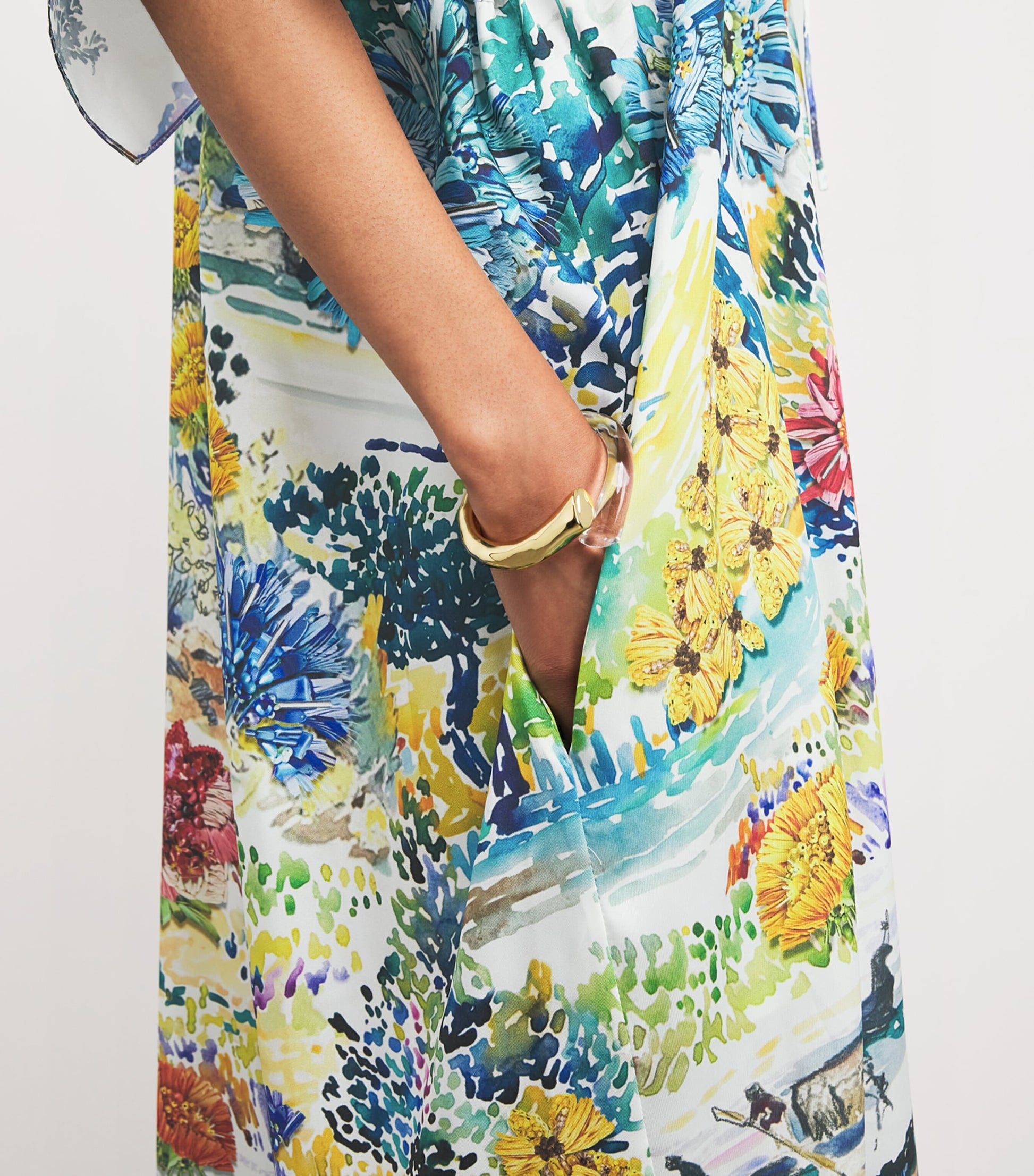 Multi Satin Tie-Waist Taormina Kaftan