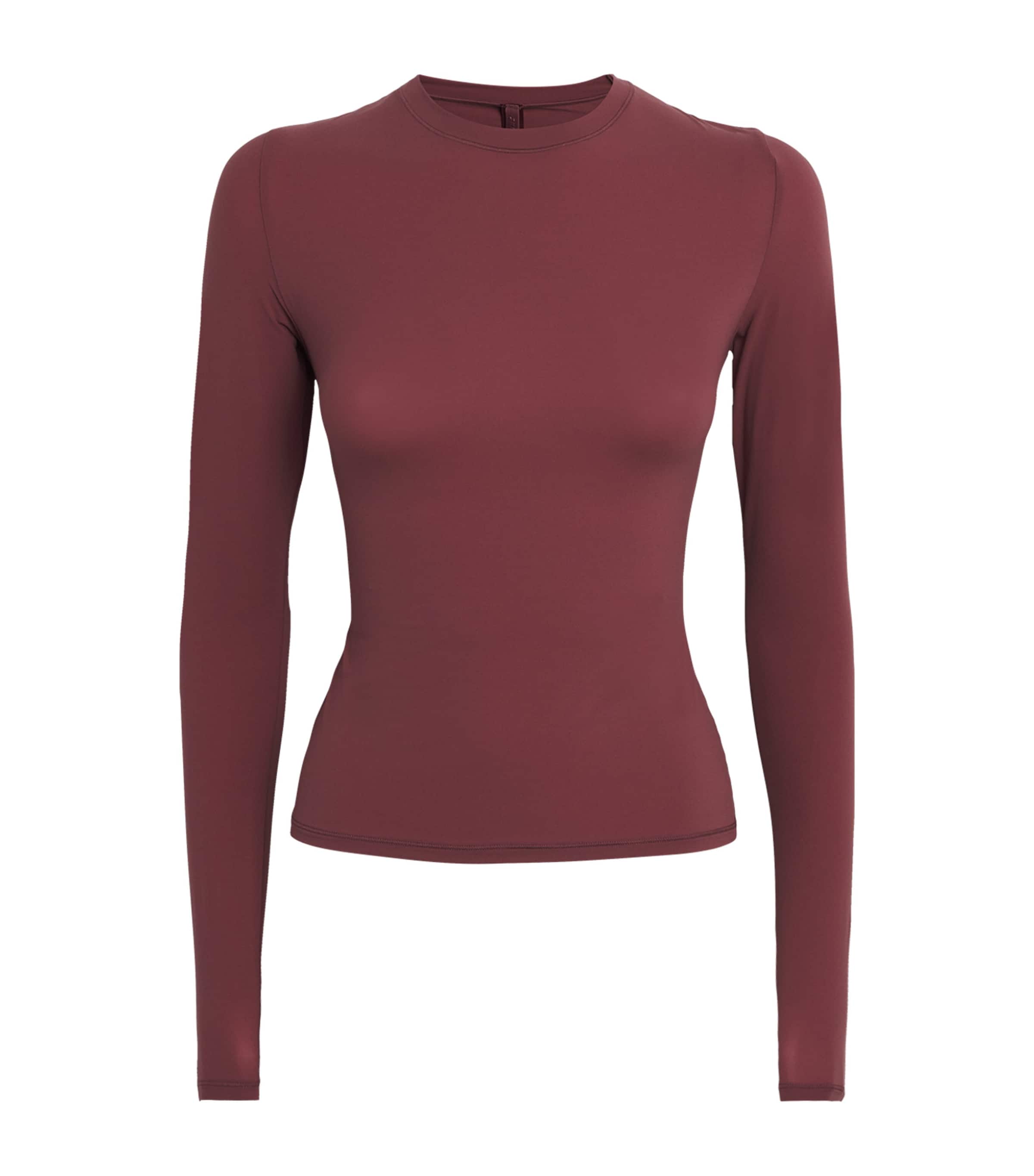 Skims Burgundy Fits Everybody Long-Sleeve T-Shirt