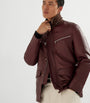 Red Leather-Suede Padded Jacket