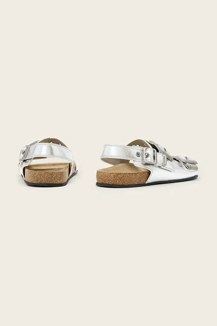 AllSaints сандали дамски от кожа Staffa Sandal