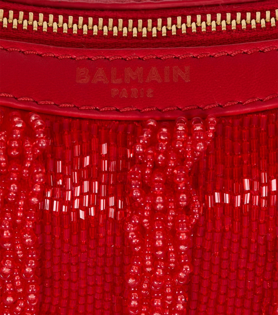 Balmain Red Mini Zebra-Print Ebene Top-Handle Bag
