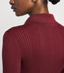 Self-Portrait Burgundy Rib-Knit Midi Dress