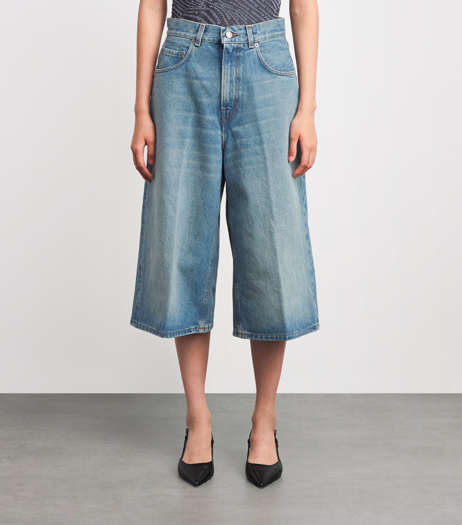 Haikure Blue Denim Belle Long Shorts