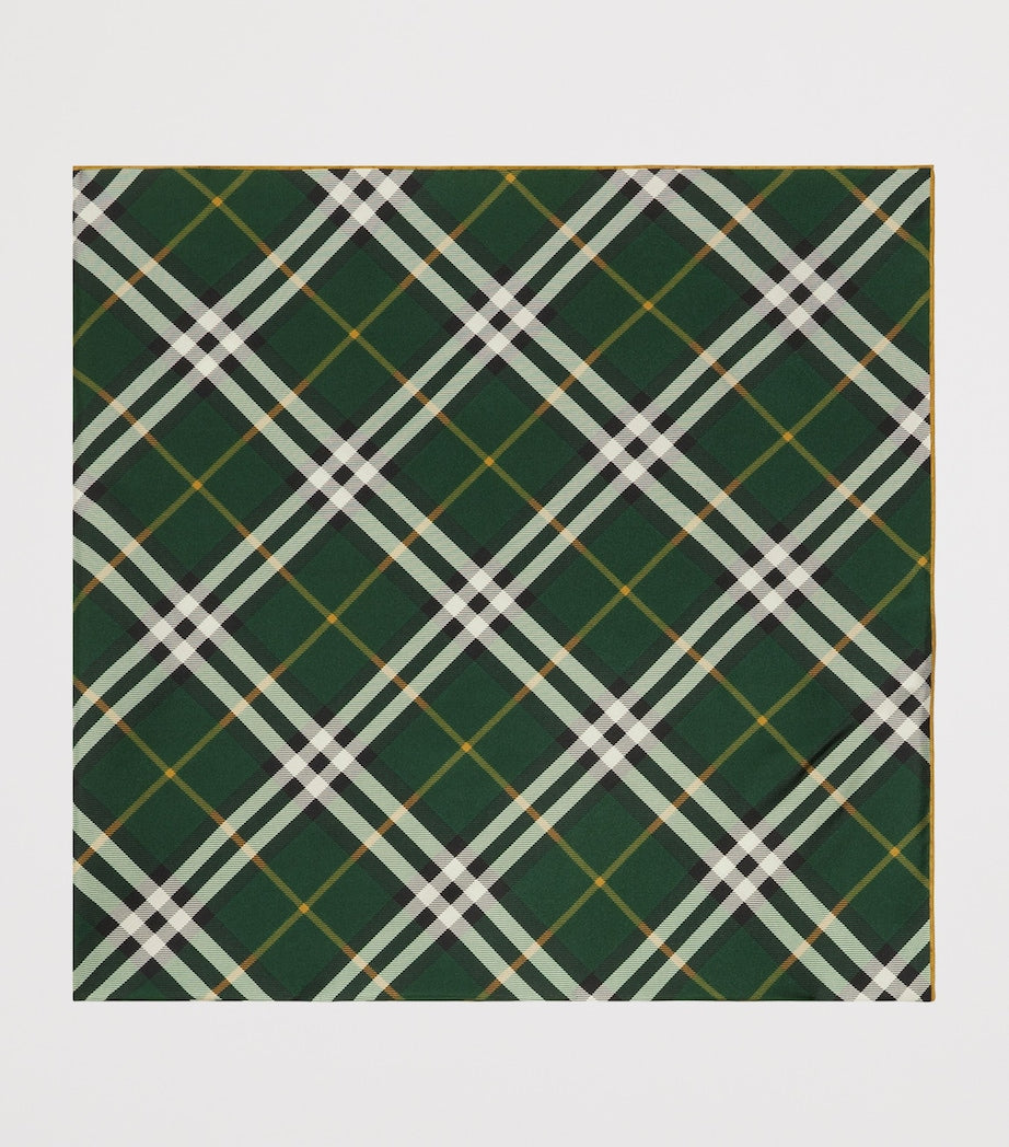 Green Silk Check Scarf