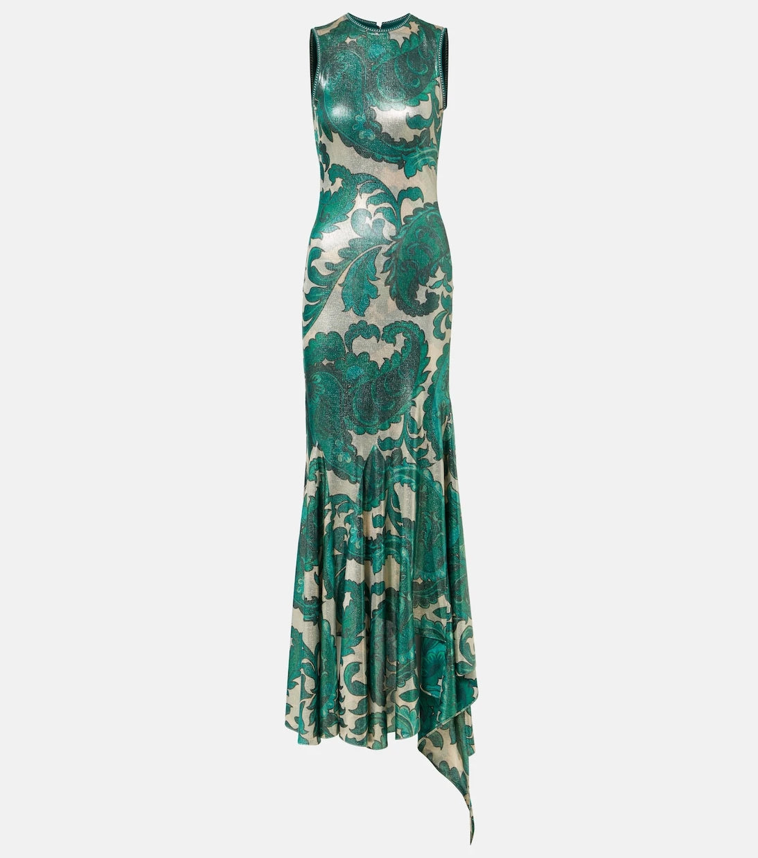 Etro - Paisley open-back lamé maxi dress