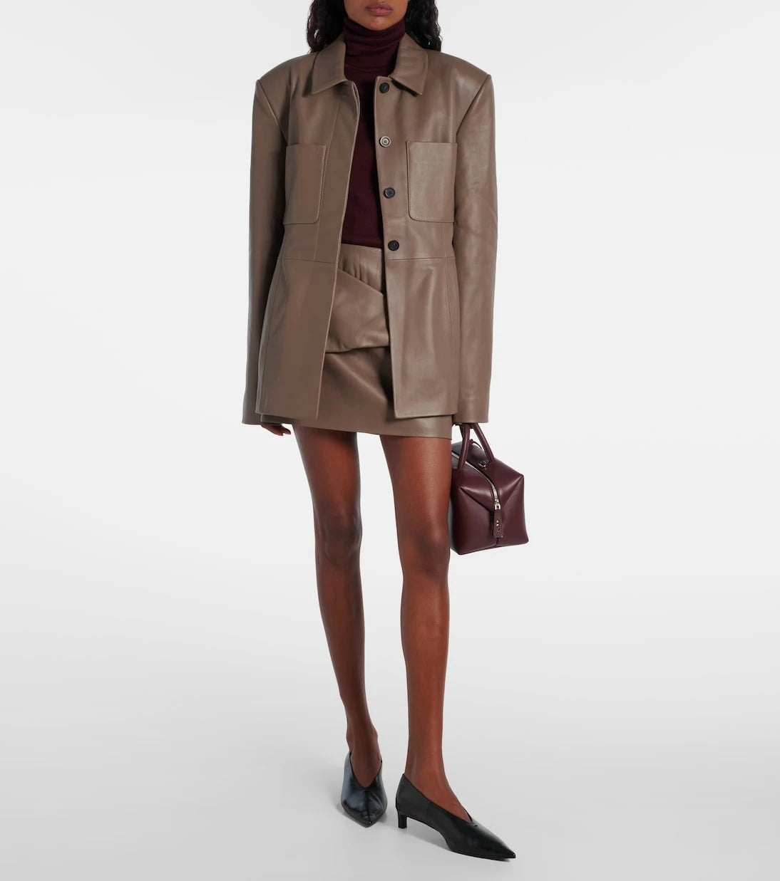 Tove - Liss pleated leather miniskirt
