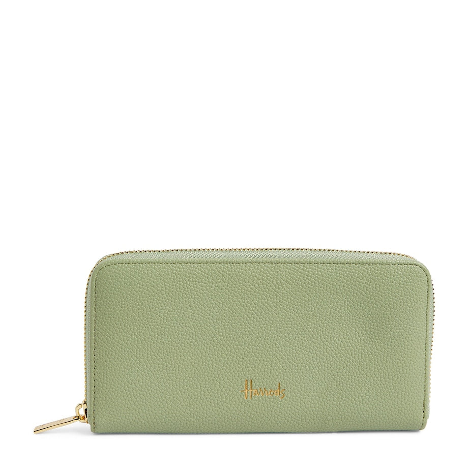 Green Oxford Zip-Around Wallet