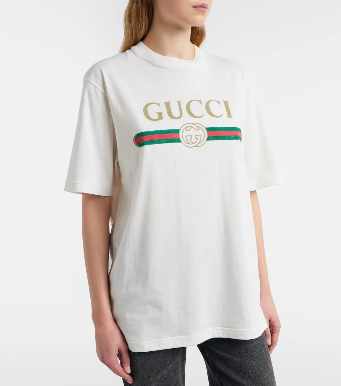 Gucci - Logo cotton jersey and silk T-shirt