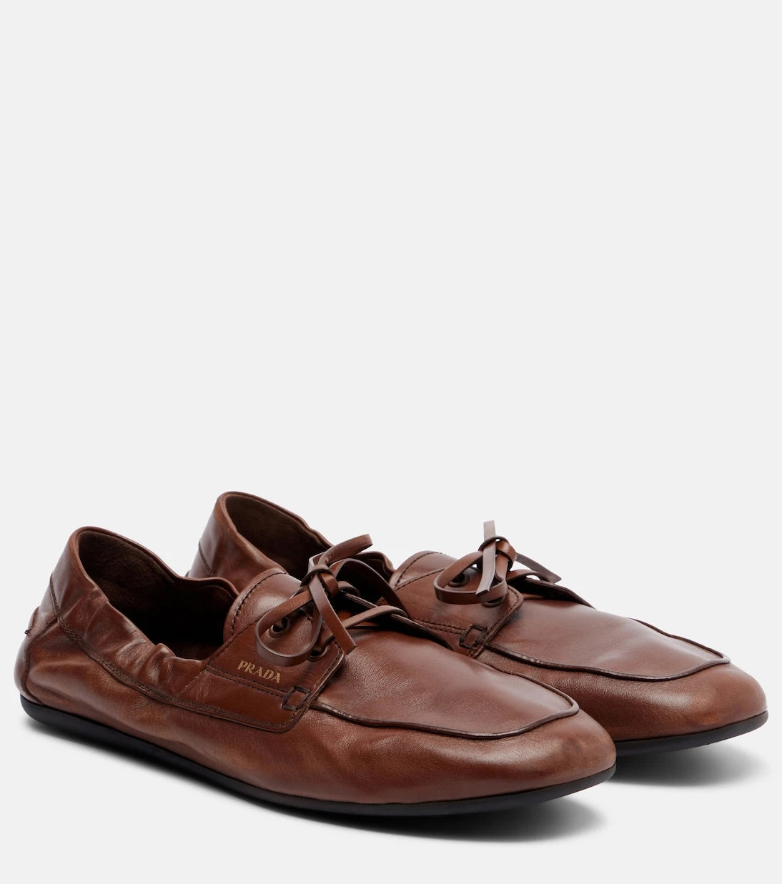 Prada - Shuffle leather boat shoes