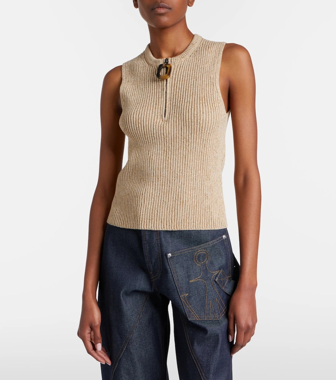 JW Anderson - Ribbed-knit cotton-blend tank top