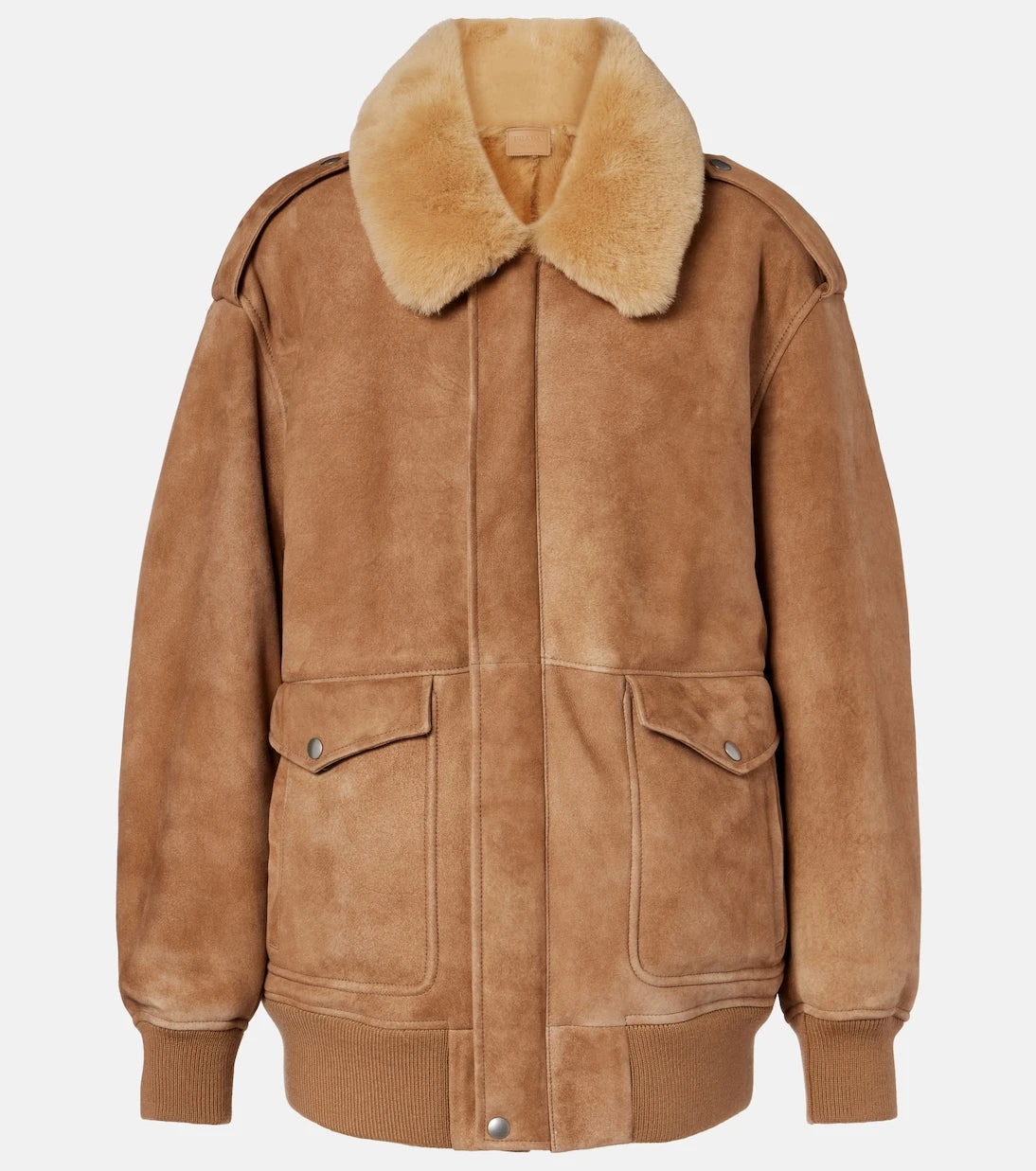 Prada - Shearling-trimmed suede jacket