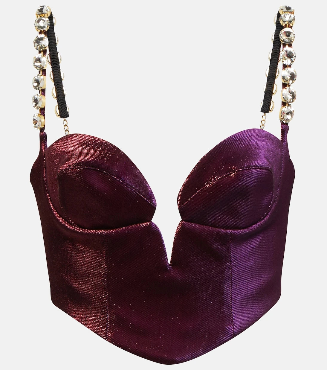 Area - Embellished cotton-blend cropped top