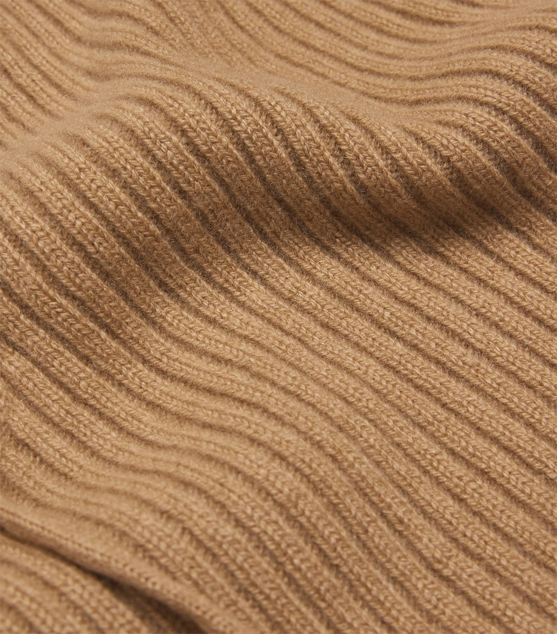 Beige Cashmere Ribbed Hood