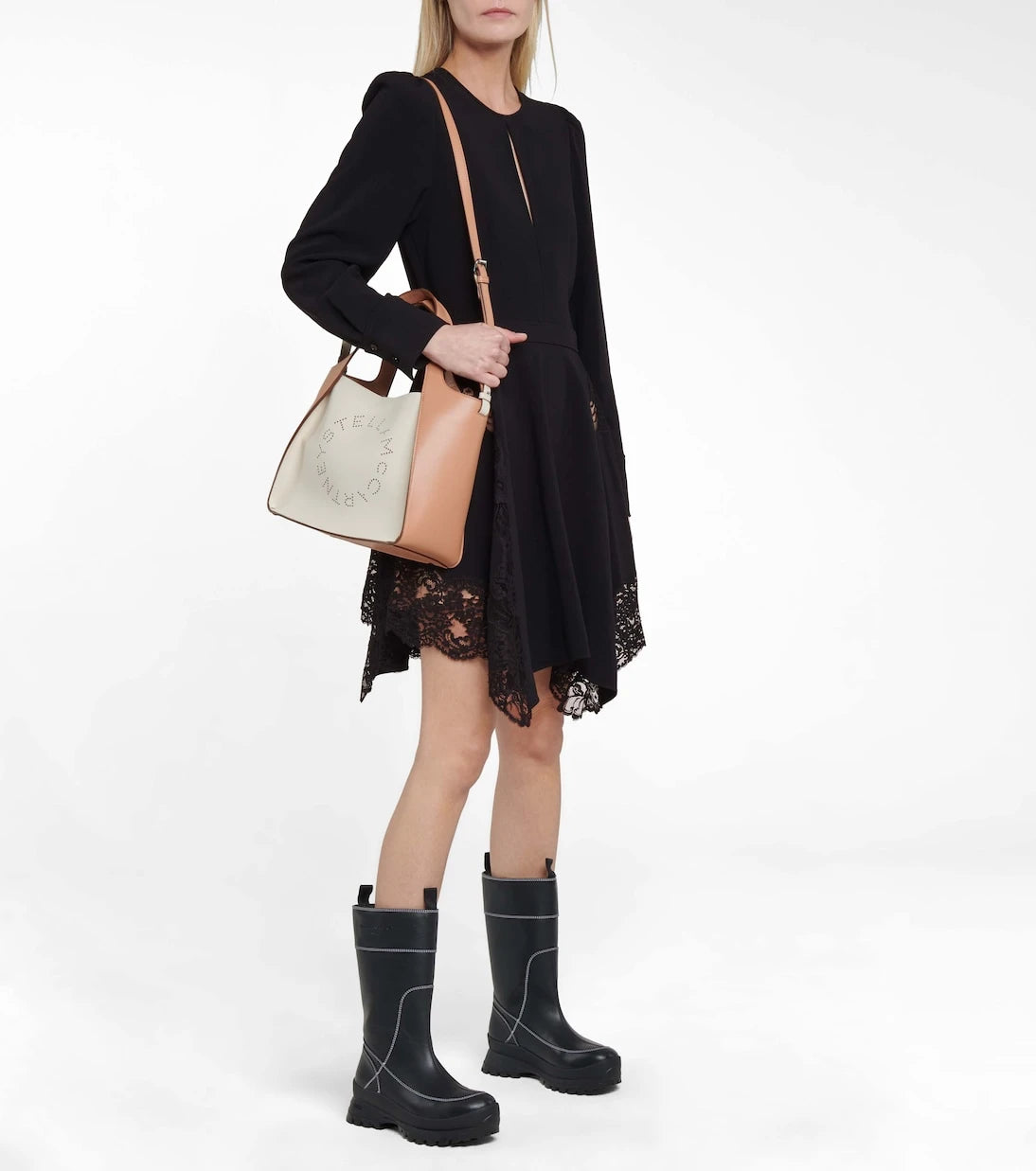 Stella McCartney - Celeste lace-trimmed cady minidress