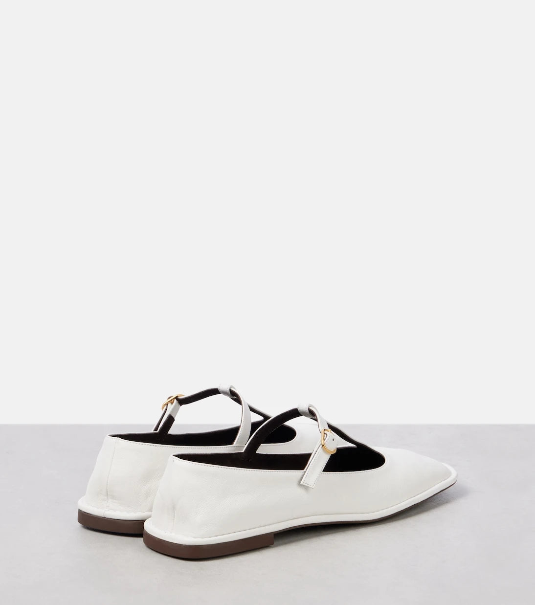 The Row - Square T-Strap leather ballet flats