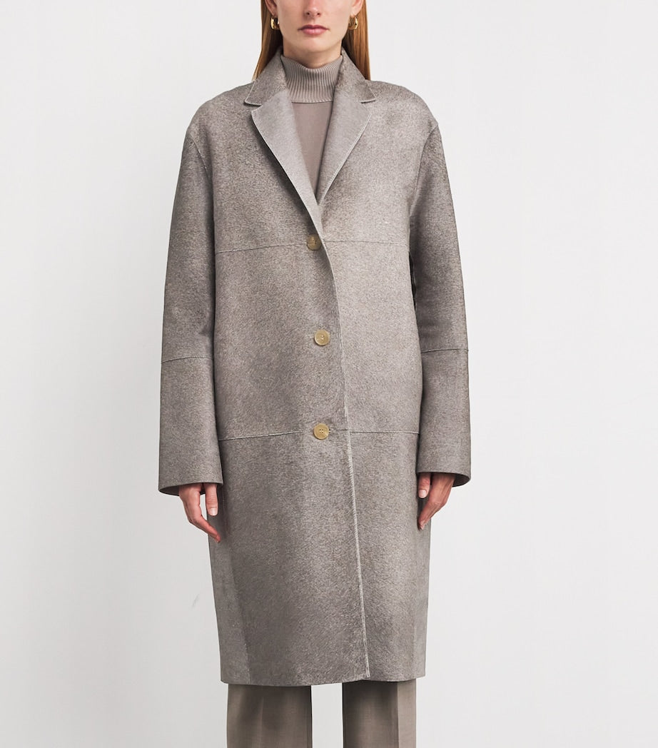Lafayette 148 Grey Cowhide Overcoat