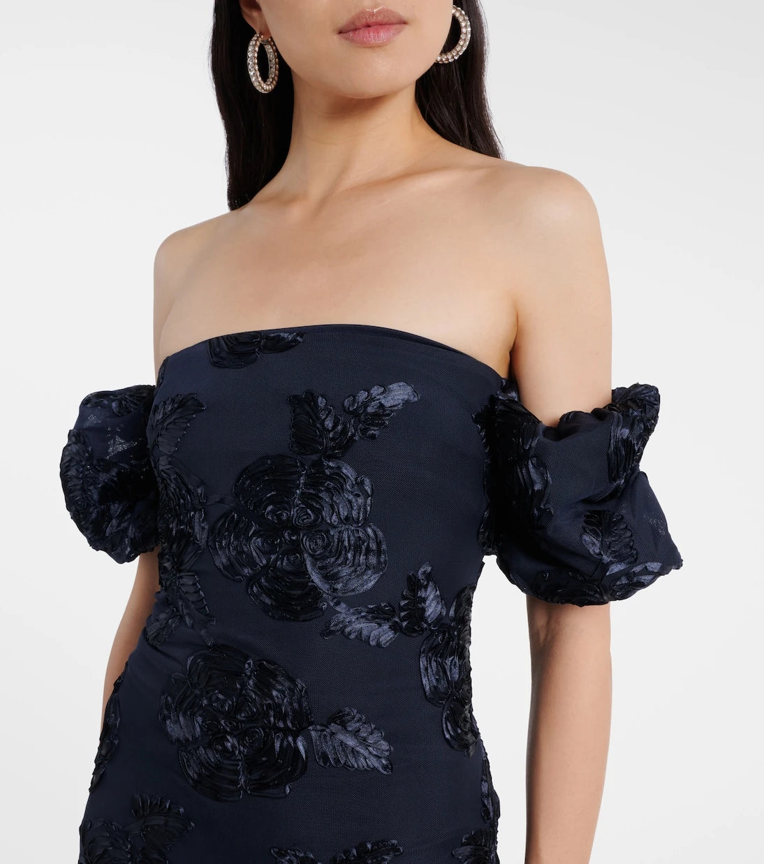 Rotate - Floral-appliqué mesh gown