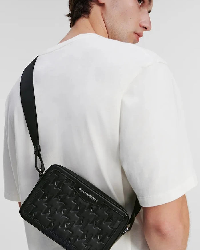 Karl Lagerfeld erkek deri çapraz çanta K/LOOM