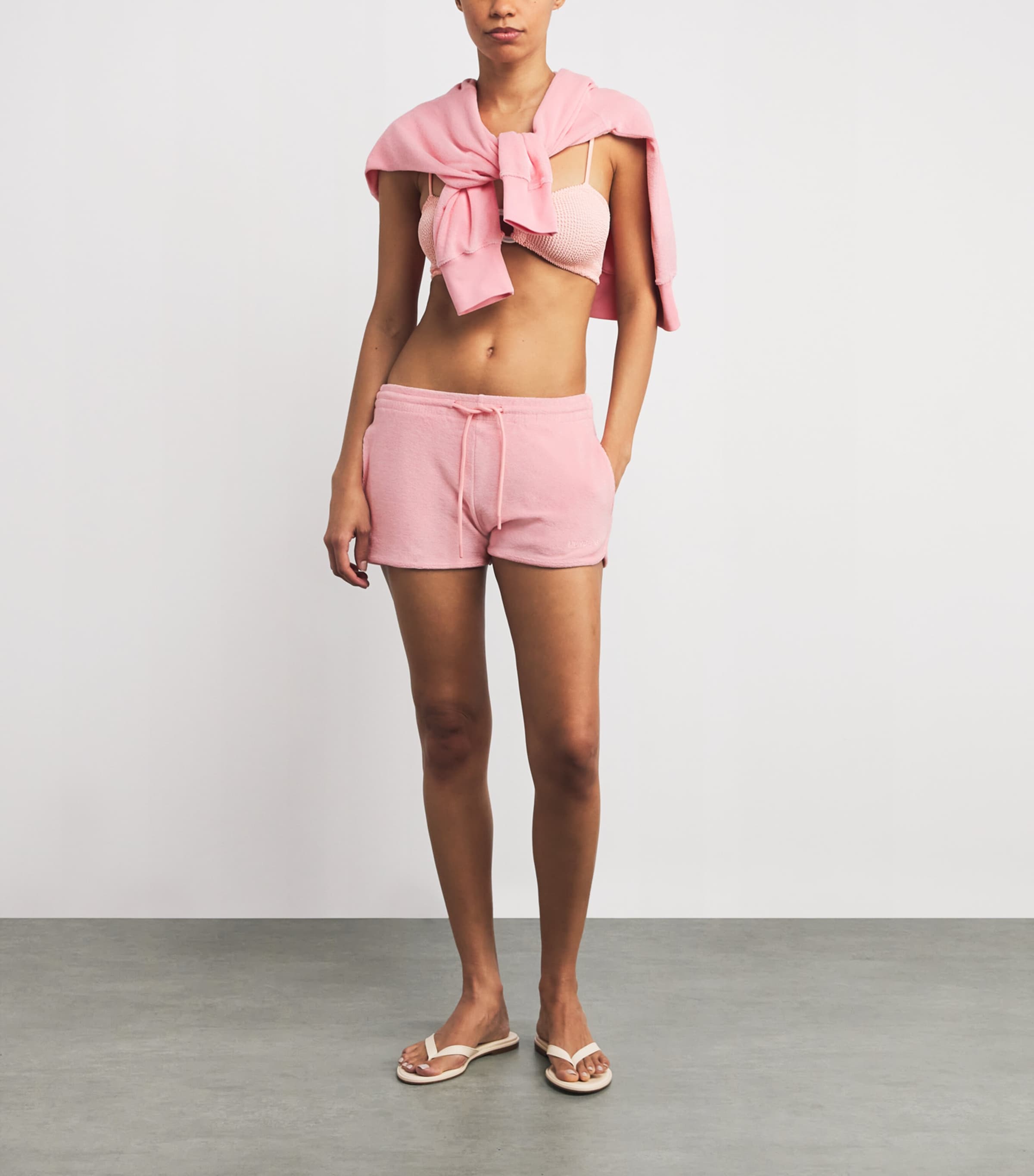 Pink Cotton Terry Towelling Shorts