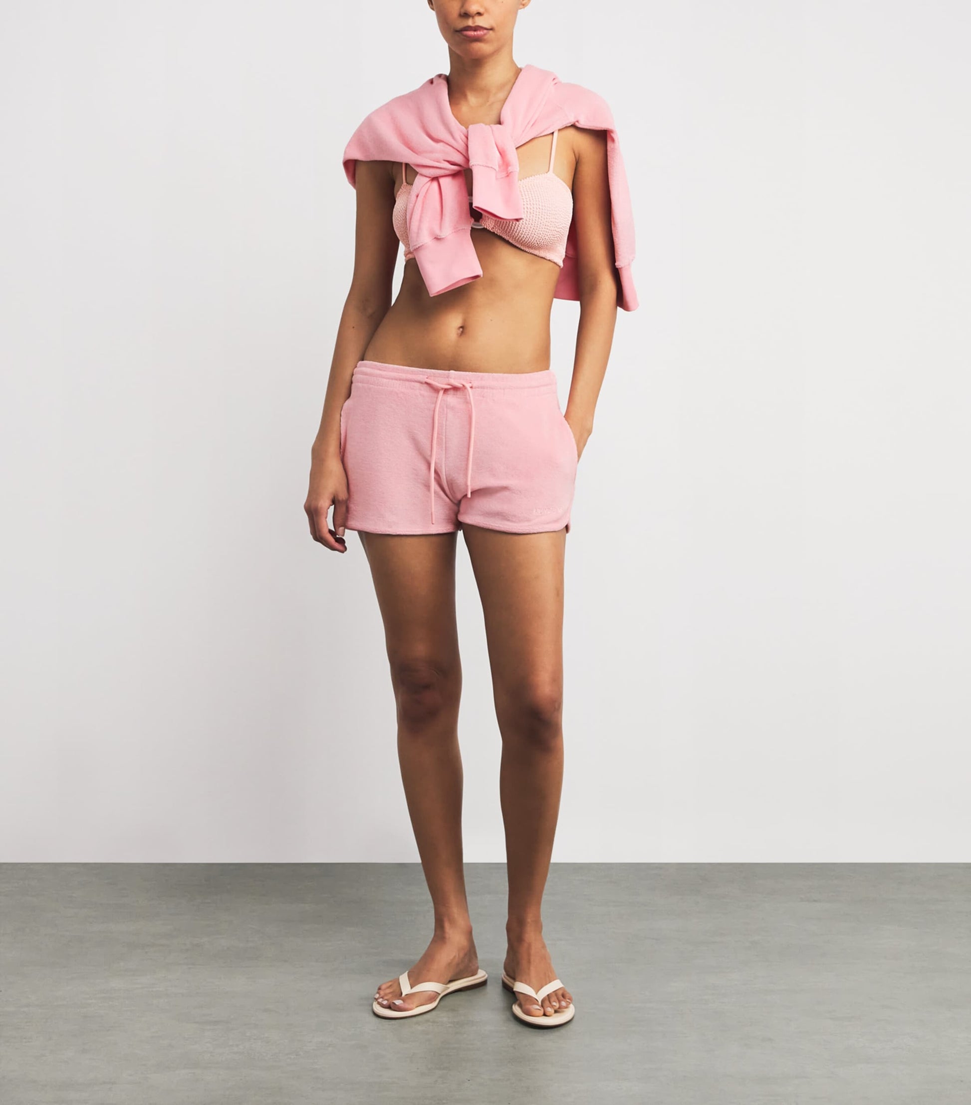 Pink Cotton Terry Towelling Shorts