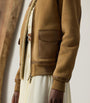 Beige Shearling Bomber Jacket