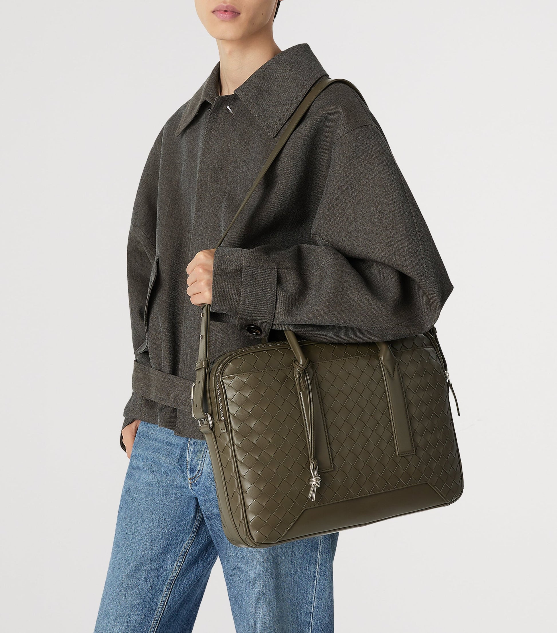 Leather Intrecciato Getaway Briefcase