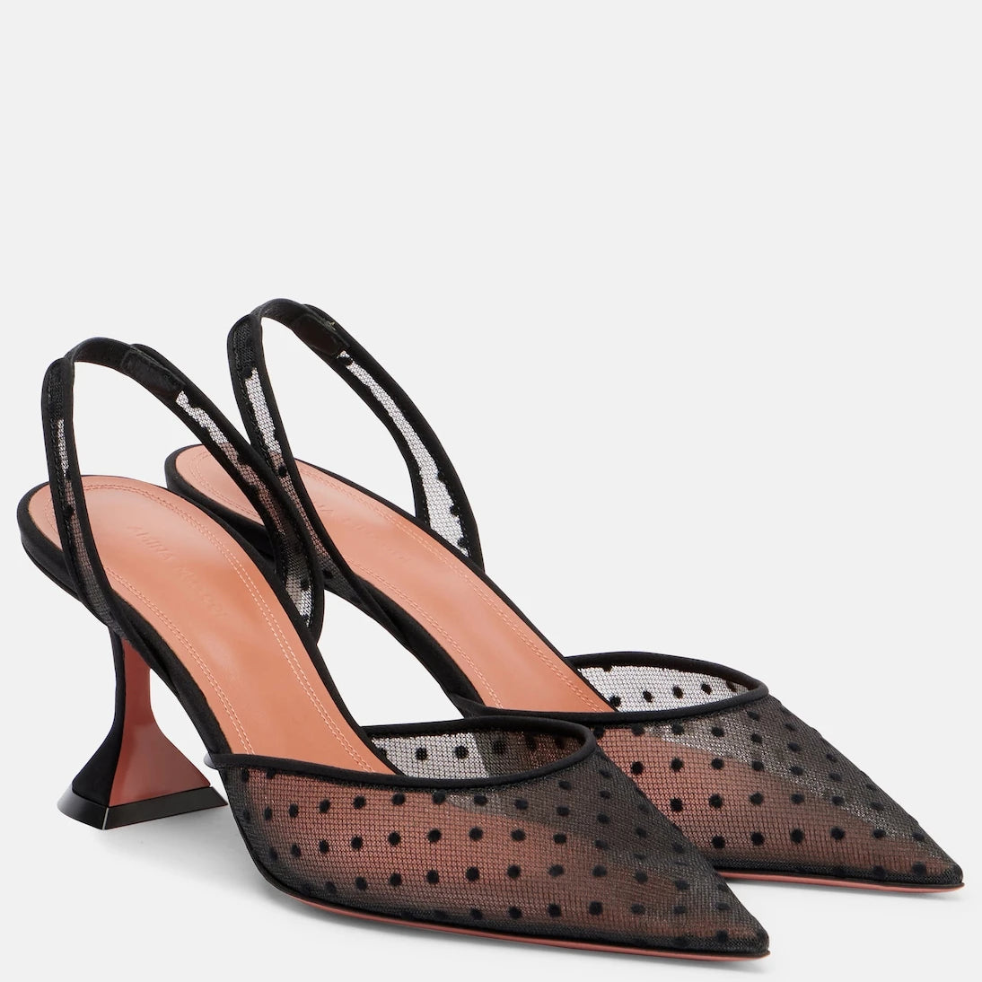 Amina Muaddi - Holli 70 point d'esprit slingback pumps