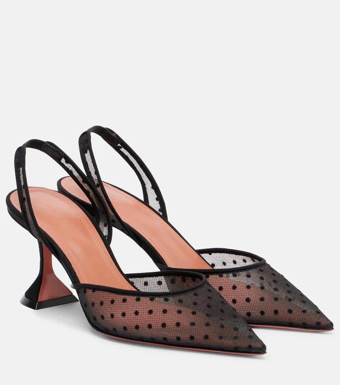 Amina Muaddi - Holli 70 point d'esprit slingback pumps