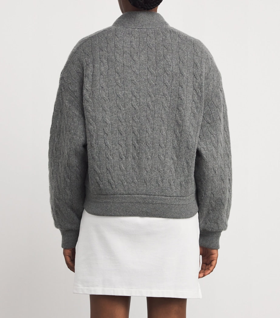 Polo Ralph Lauren Grey Wool-Cashmere Bomber Jacket