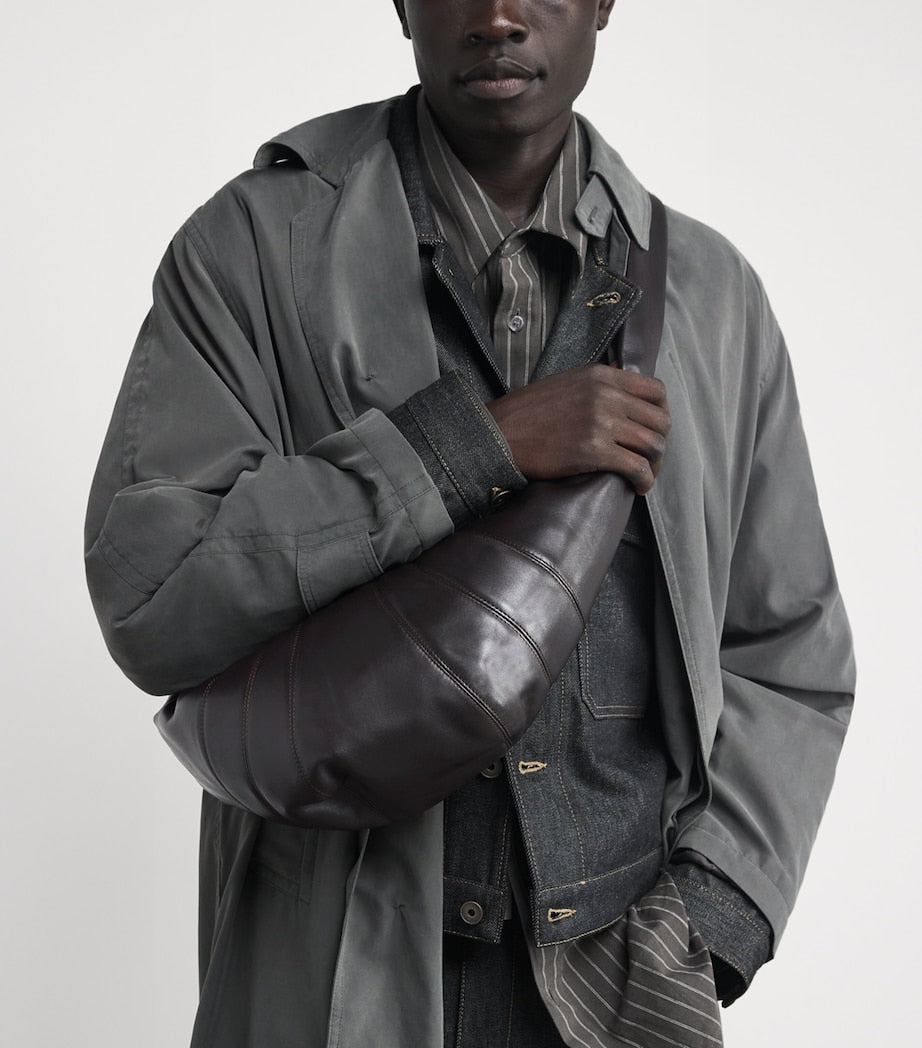 Medium Grained Leather Croissant Shoulder Bag DARK CHOCOLATE BR490