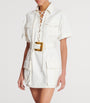 White Cotton Belted Mini Dress