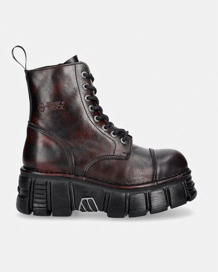 New Rock кубинки дамски от кожа PULIK OLD ROJO