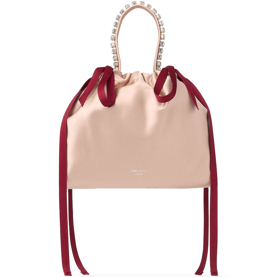 Jimmy Choo Pink Mini Satin Bow-Detail Drawstring Bag