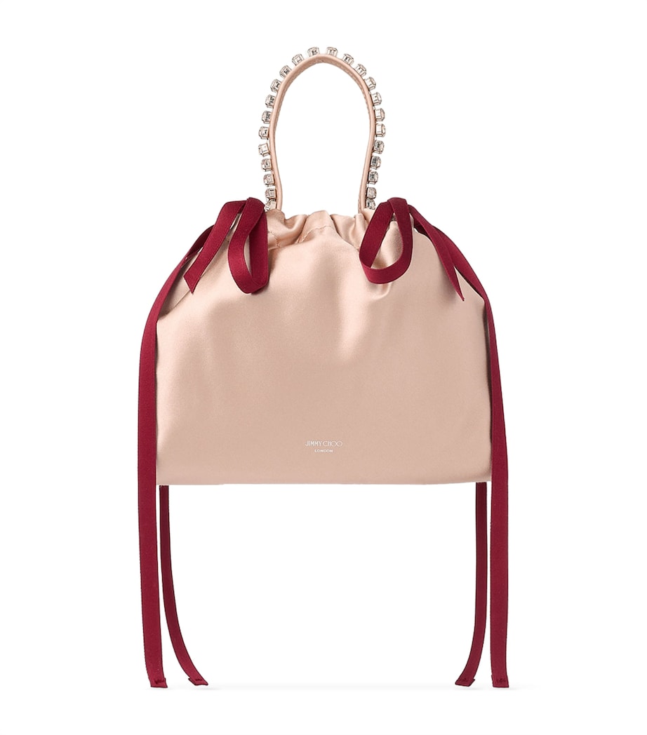 Jimmy Choo Pink Mini Satin Bow-Detail Drawstring Bag