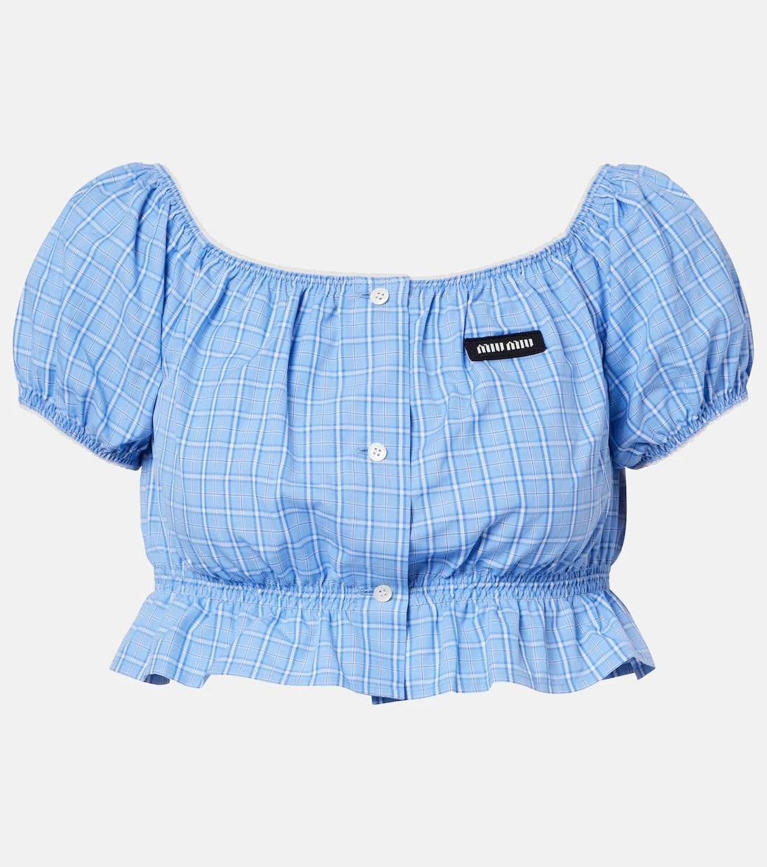 Miu Miu - Checked cotton poplin crop top