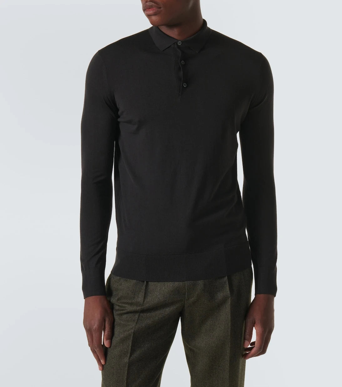 Loro Piana - قميص بولو صوف بأكمام طويلة