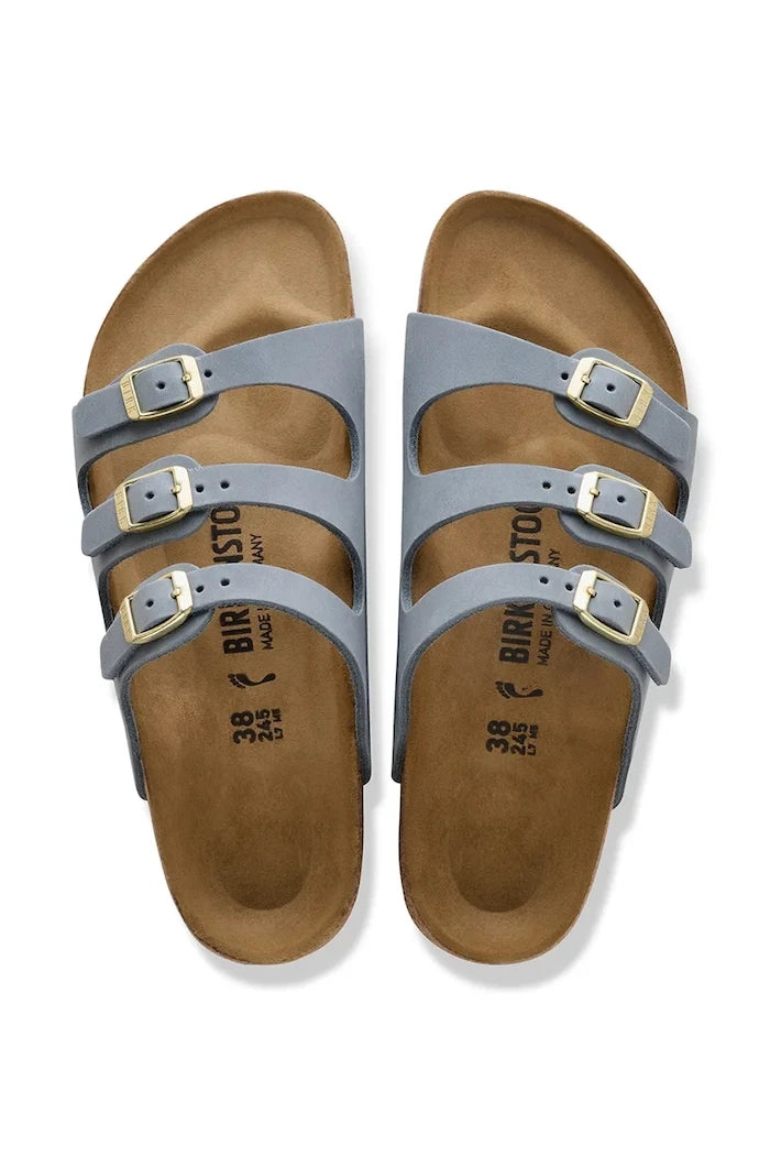 Birkenstock kadın düz tabanlı deri terlik Florida