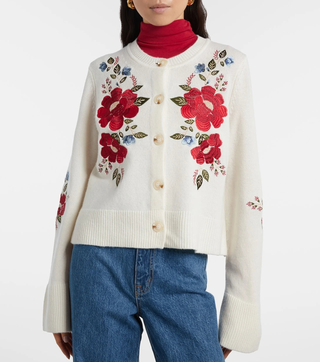 Farm Rio - Embroidered wool cardigan