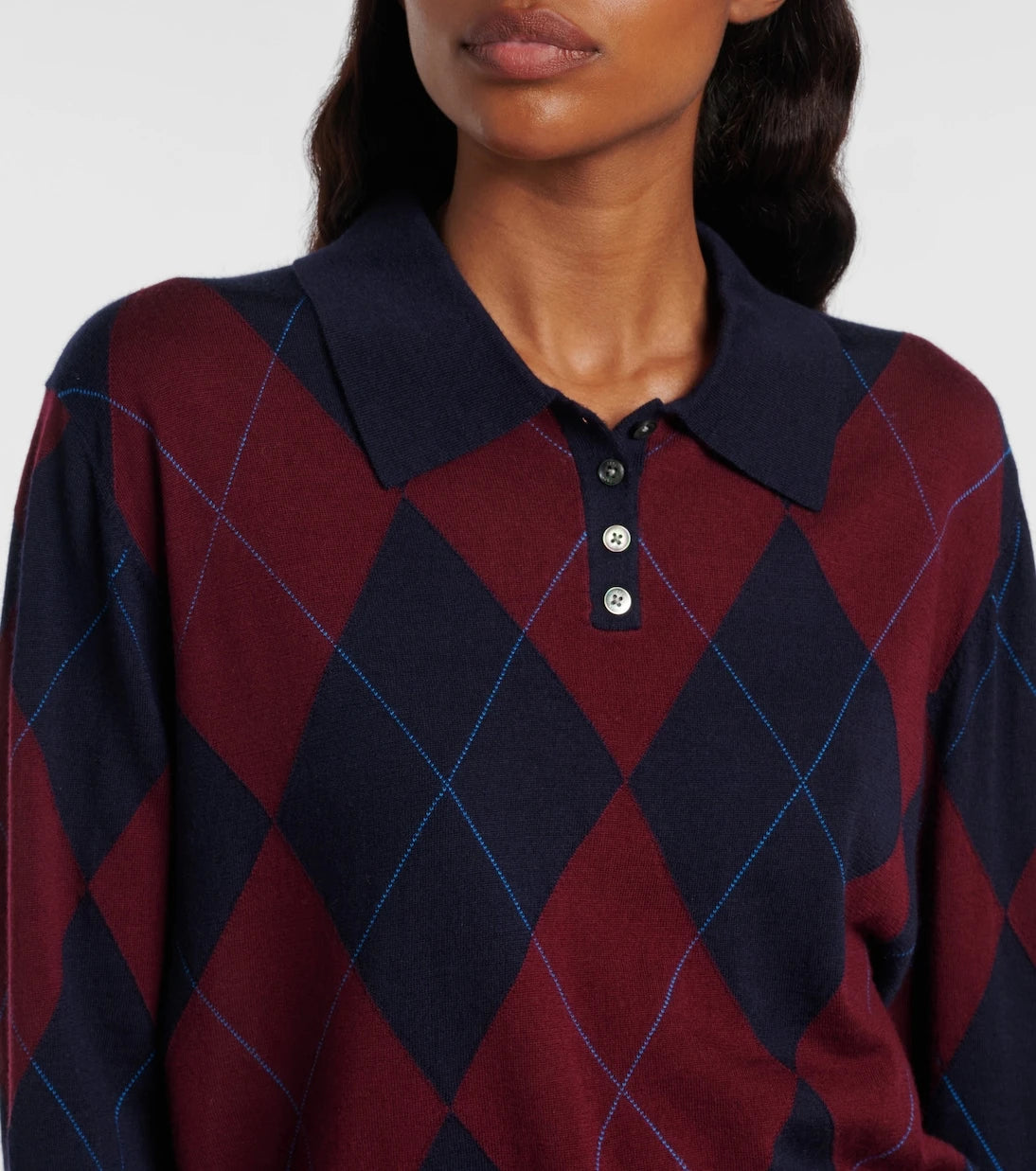 Leset - James argyle wool polo sweater