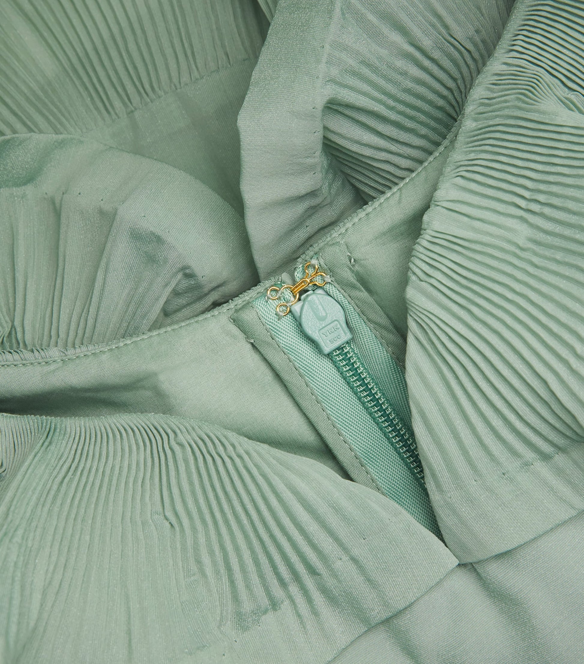 Zimmermann Green Pleated Frill Mini Dress